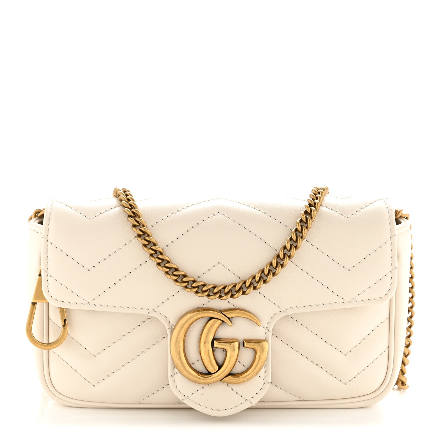 Gucci Calfskin Matelasse Super Mini GG Marmont Shoulder Bag White 1 of 14