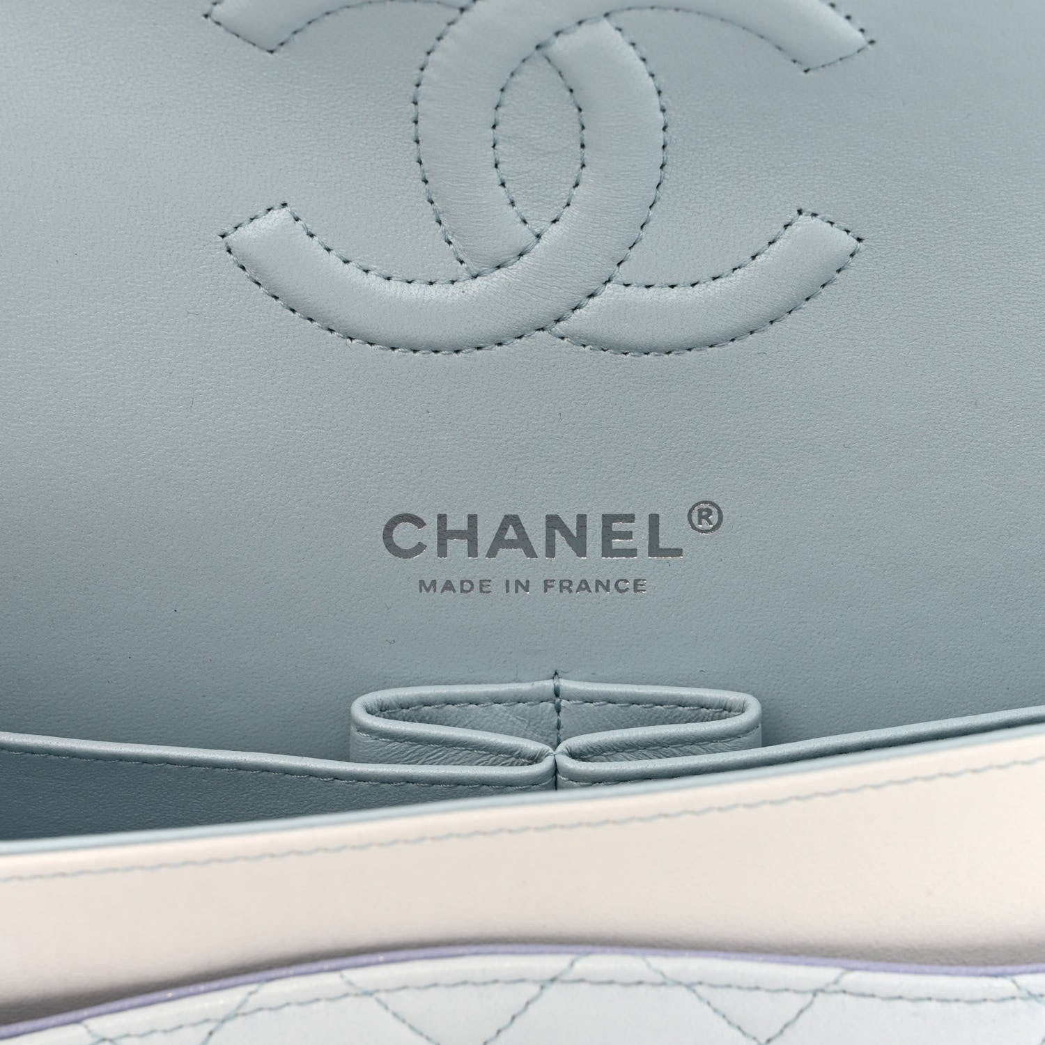 Chanel Perforated Lambskin Quilted Medium Double Flap Light Blue Light Purple White 6 of 14