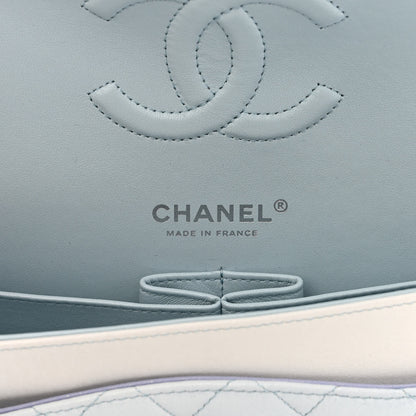 Chanel Perforated Lambskin Quilted Medium Double Flap Light Blue Light Purple White 6 of 14