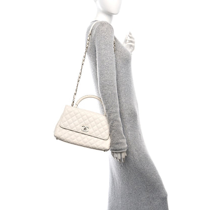 Chanel Caviar Quilted Small Chain Coco Handle Flap White 2 of 11