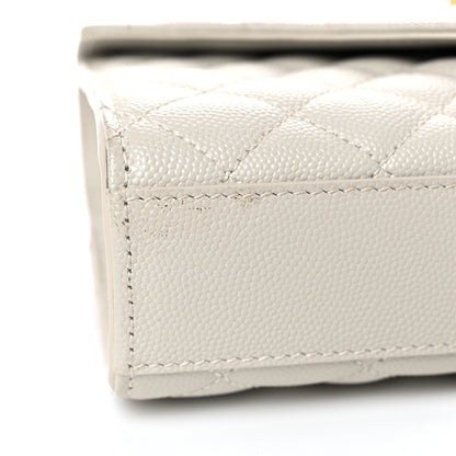 Saint Laurent Grain De Poudre Textured Mixed Matelasse Triquilt Small Monogram Satchel Crema Soft 12 of 16