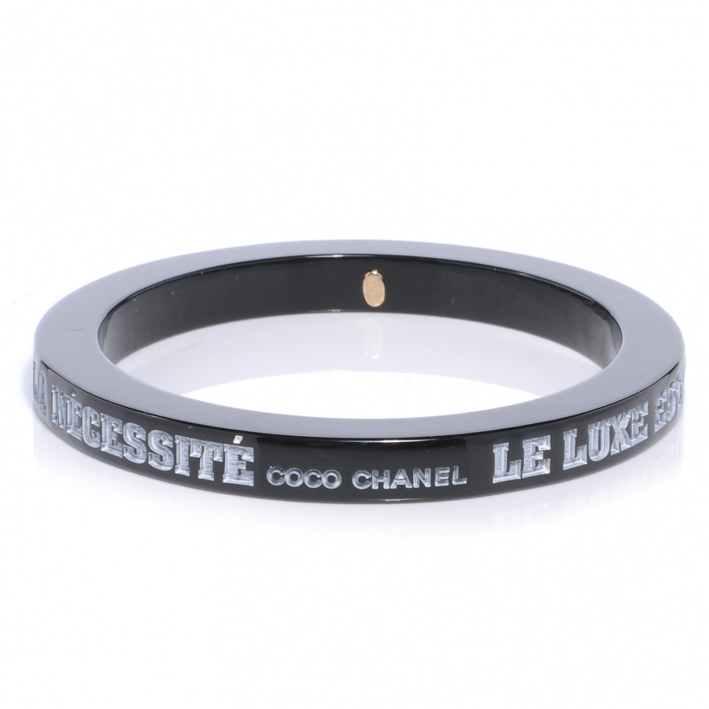 Resin Coco French Quote Thin Bangle Black