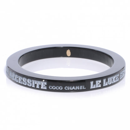 Chanel Resin Coco French Quote Thin Bangle Black 1 of 4