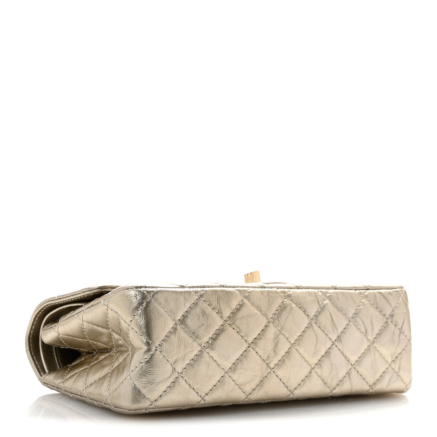 Metallic Aged Calfskin Quilted 2.55 Reissue 225 Flap Pale Gold