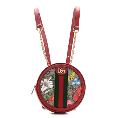 Gucci GG Supreme Monogram Web Flora Mini Ophidia Round Backpack Red 2 of 19