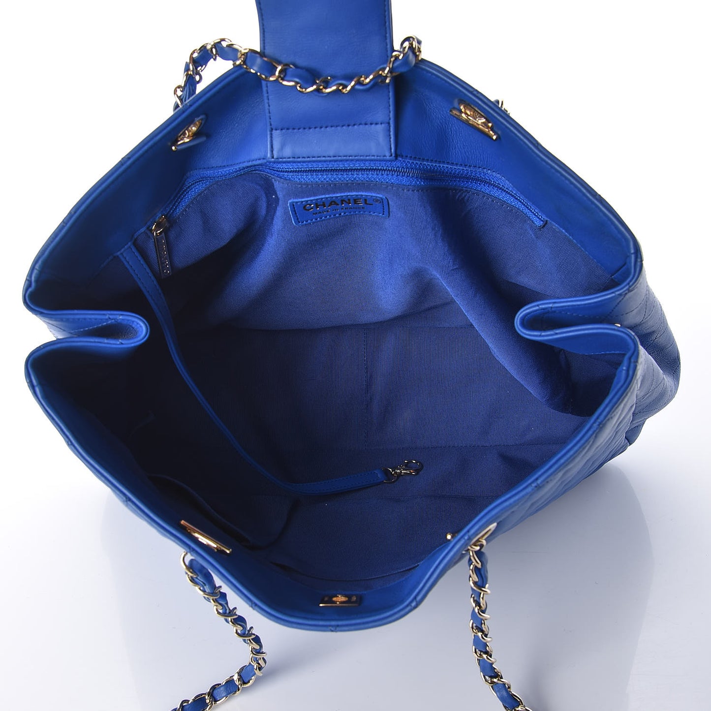 Calfskin Quilted Timeless Tote Blue