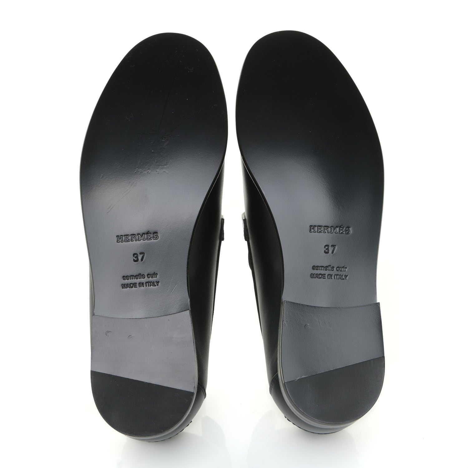 Hermes Calfskin Womens Destin Loafers 37 Black 5 of 16