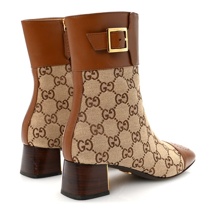 Gucci Monogram Cordovan Lux GG Ankle Boots 35 Beige Cuir 9 of 18