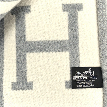 Hermes Wool Cashmere Avalon III Blanket Ecru Gris Clair 3 of 3
