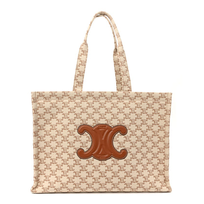 Celine Canvas Calfskin Triomphe Large Cabas Thais White 1 of 10