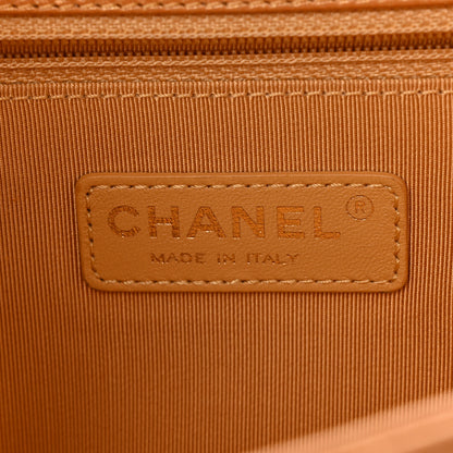 Chanel Metallic Calfskin Quilted New Medium Boy Flap Dark Gold 10 of 19