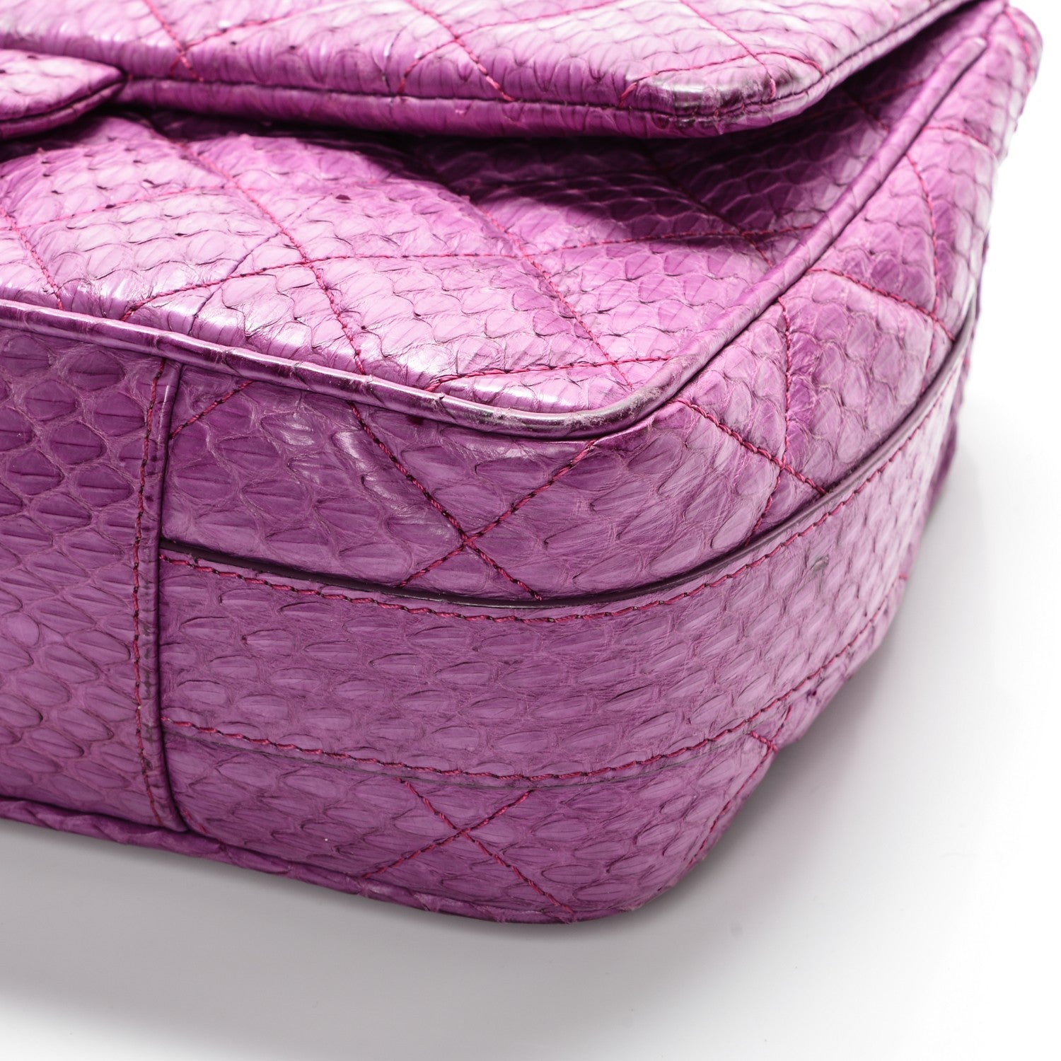 Chanel Elaphe Snakeskin Quilted Medium Easy Carry Flap Purple 9 of 9