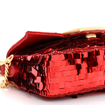 Fendi Sequin Paillettes Vitello Grace Sex and the City Mini Baguette Mattone 9 of 10