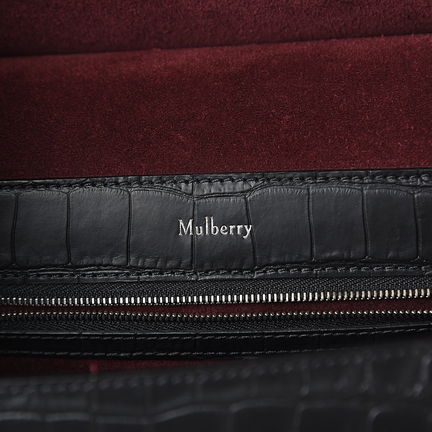 Calfskin Crocodile Embossed Amberley Satchel Black