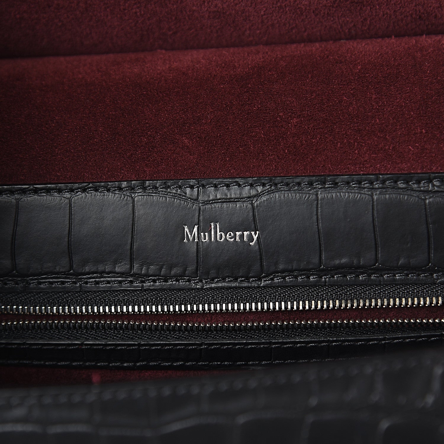 Mulberry Calfskin Crocodile Embossed Amberley Satchel Black 5 of 8