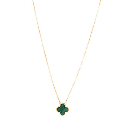 Van Cleef & Arpels 18K Yellow Gold Malachite Vintage Alhambra Pendant Necklace 1 of 6