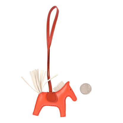 Hermes Milo Lambskin Grigri Rodeo Horse Bag Charm PM Orange Poppy Craie Terre Battue 2 of 4