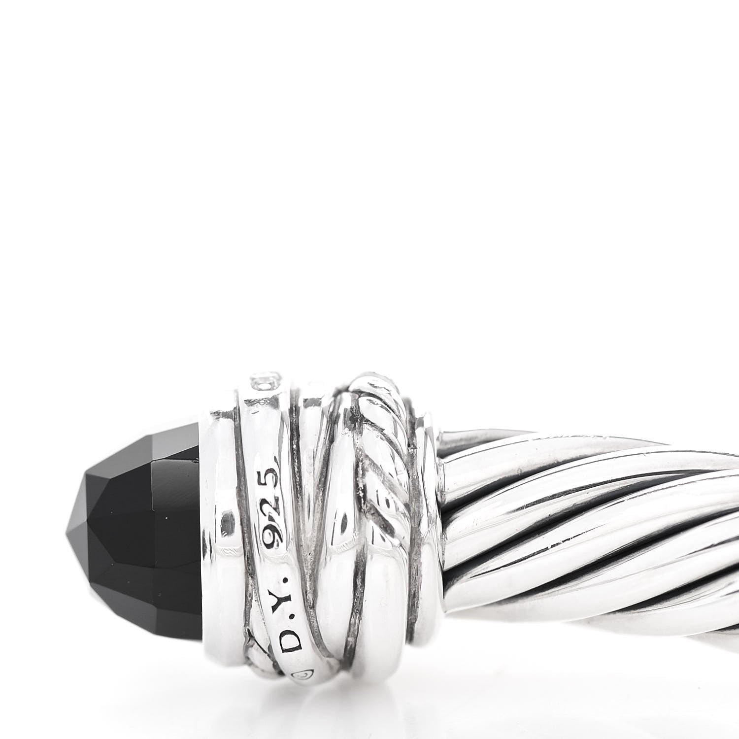 David Yurman Sterling Silver Diamond Black Onyx 7mm Cable Classics Crossover Bracelet 3 of 4