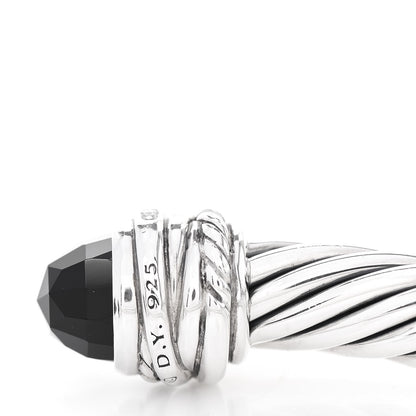David Yurman Sterling Silver Diamond Black Onyx 7mm Cable Classics Crossover Bracelet 3 of 4