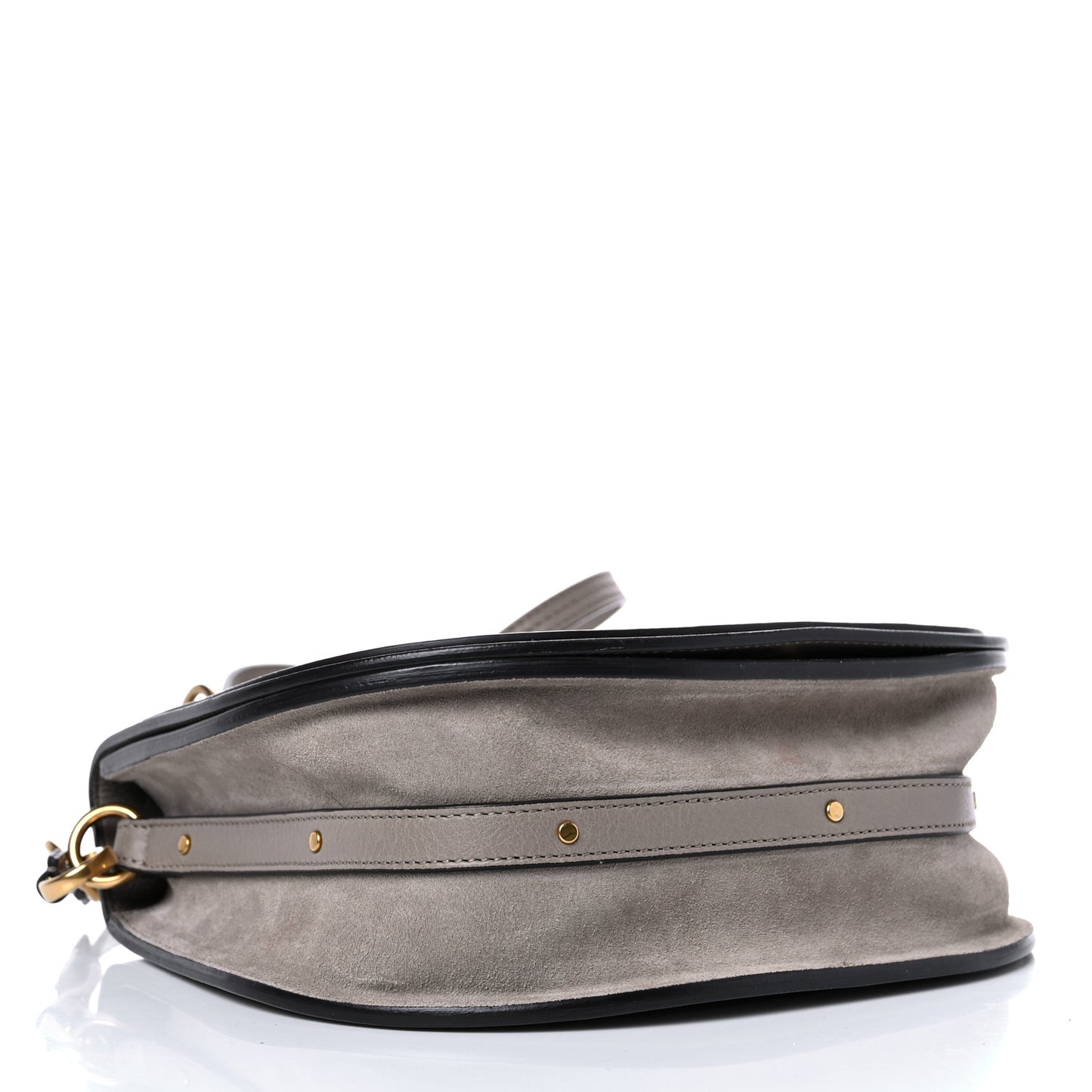 Calfskin Suede Medium Nile Bracelet Bag Motty Grey