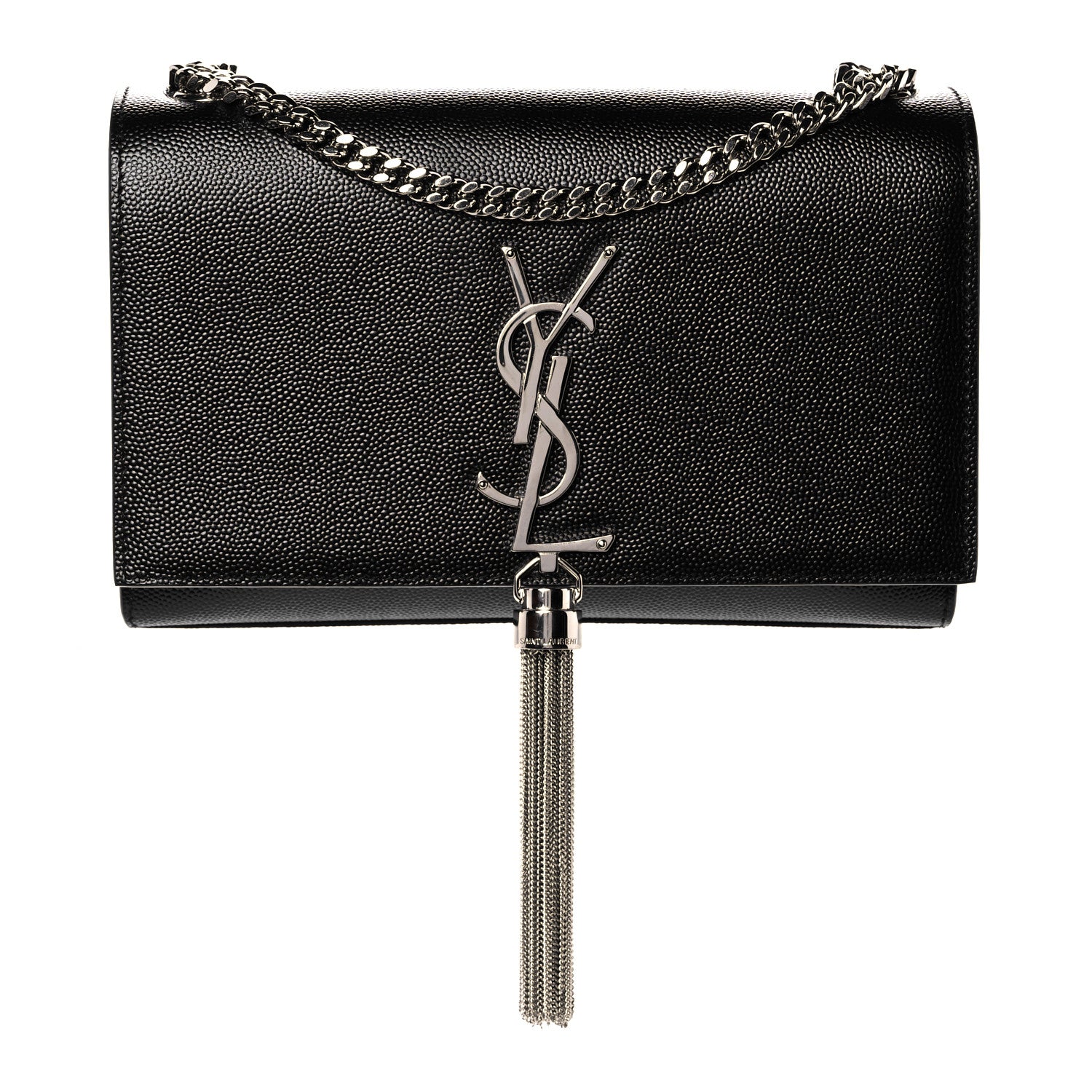 Saint Laurent Grain De Poudre Small Classic Monogram Kate Tassel Satchel Black 1 of 9