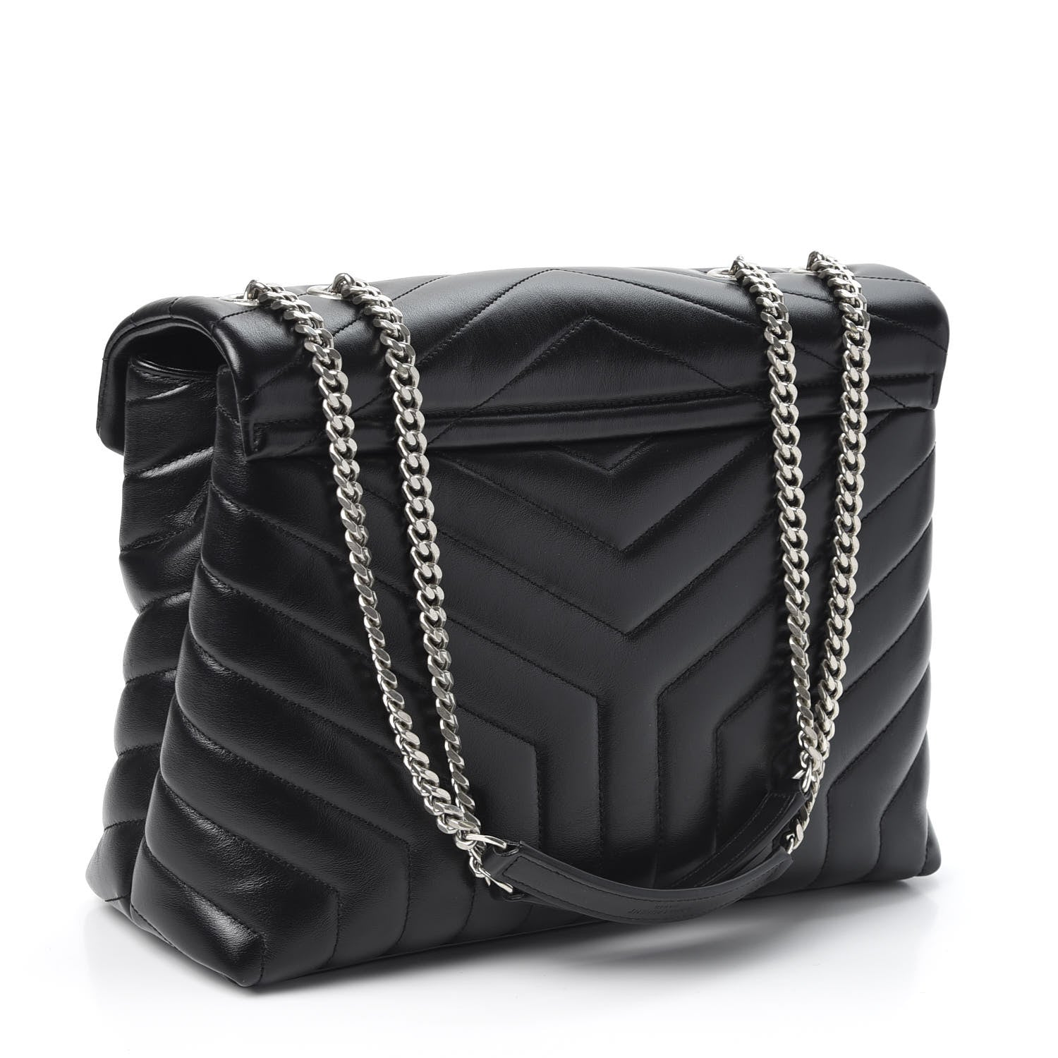 Saint Laurent Calfskin Y Quilted Monogram Medium Loulou Chain Satchel Black 2 of 9