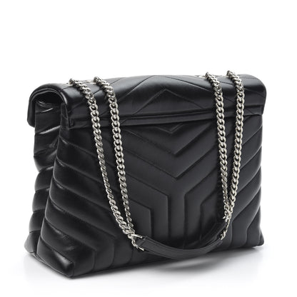 Saint Laurent Calfskin Y Quilted Monogram Medium Loulou Chain Satchel Black 2 of 9