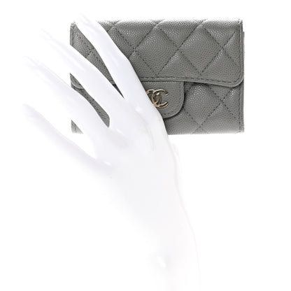 Chanel Caviar Quilted Flap Card Holder Wallet Dark Grey 2 of 8