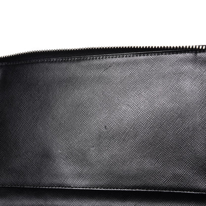 Prada Saffiano Metal Zip Around Travel Wallet Black 9 of 10