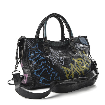 Balenciaga Agneau Graffiti All Over Classic Hardware S City Black Multicolor 3 of 9