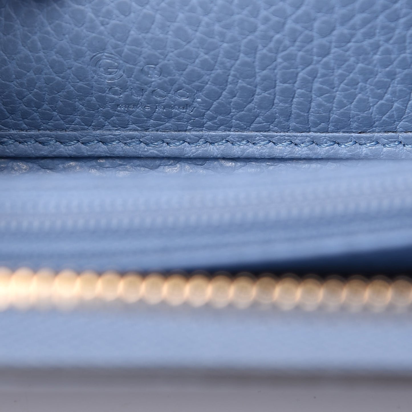 Dollar Calfskin GG Zip Around Wallet Mineral Blue