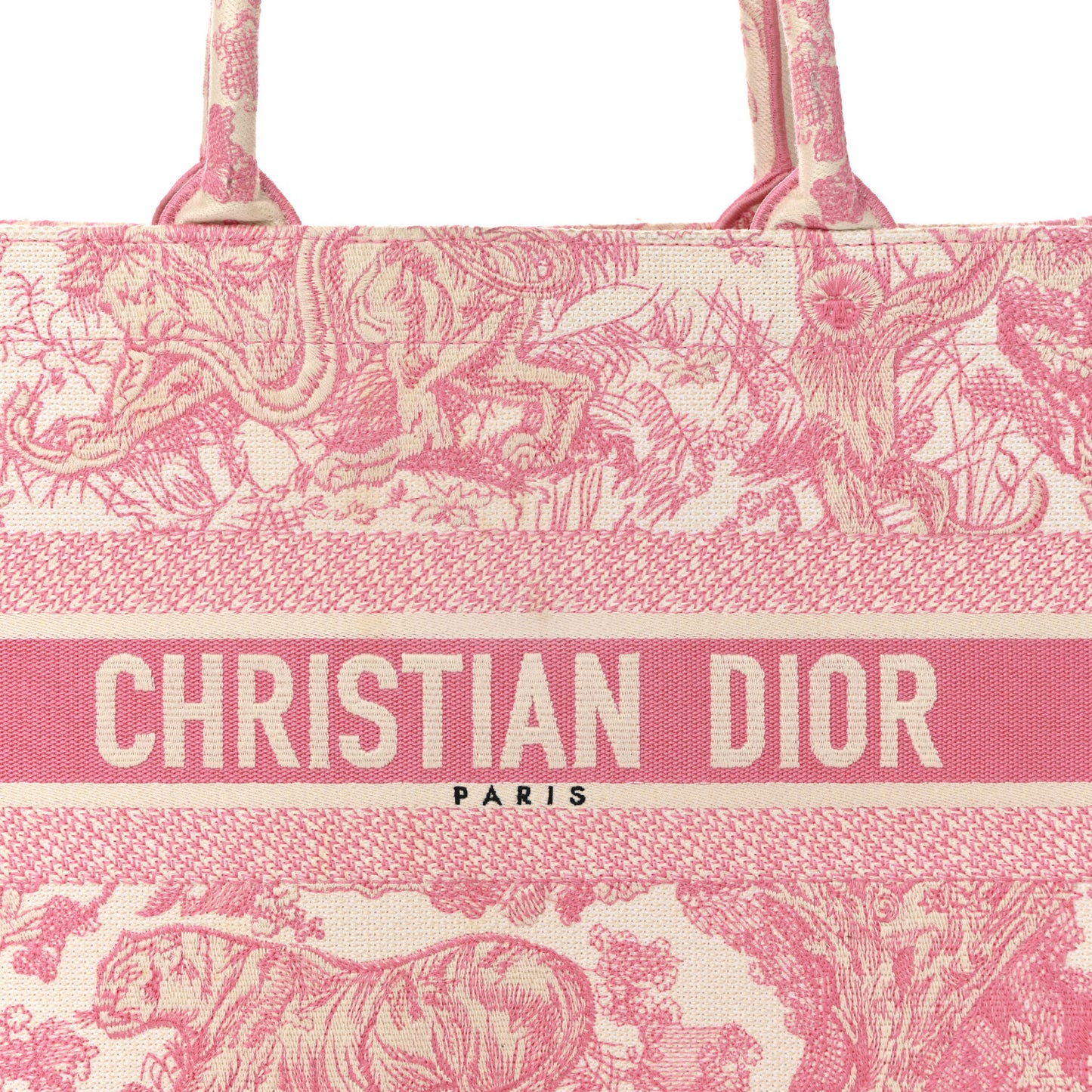 Canvas Embroidered Medium Dioriviera Toile De Jouy Book Tote Peony Pink