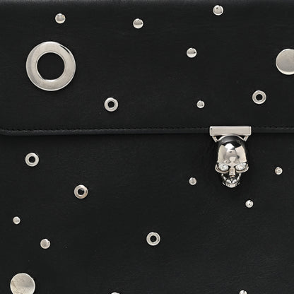 Alexander McQueen Calfskin Grommet Skull Envelope Clutch Black 7 of 16