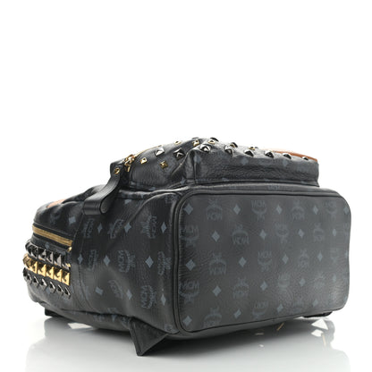 MCM Visetos Bi-Color Studded Medium Backpack Black Cognac 4 of 10