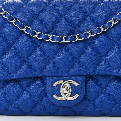 Chanel Caviar Quilted Jumbo Easy Flap Blue 8 of 10