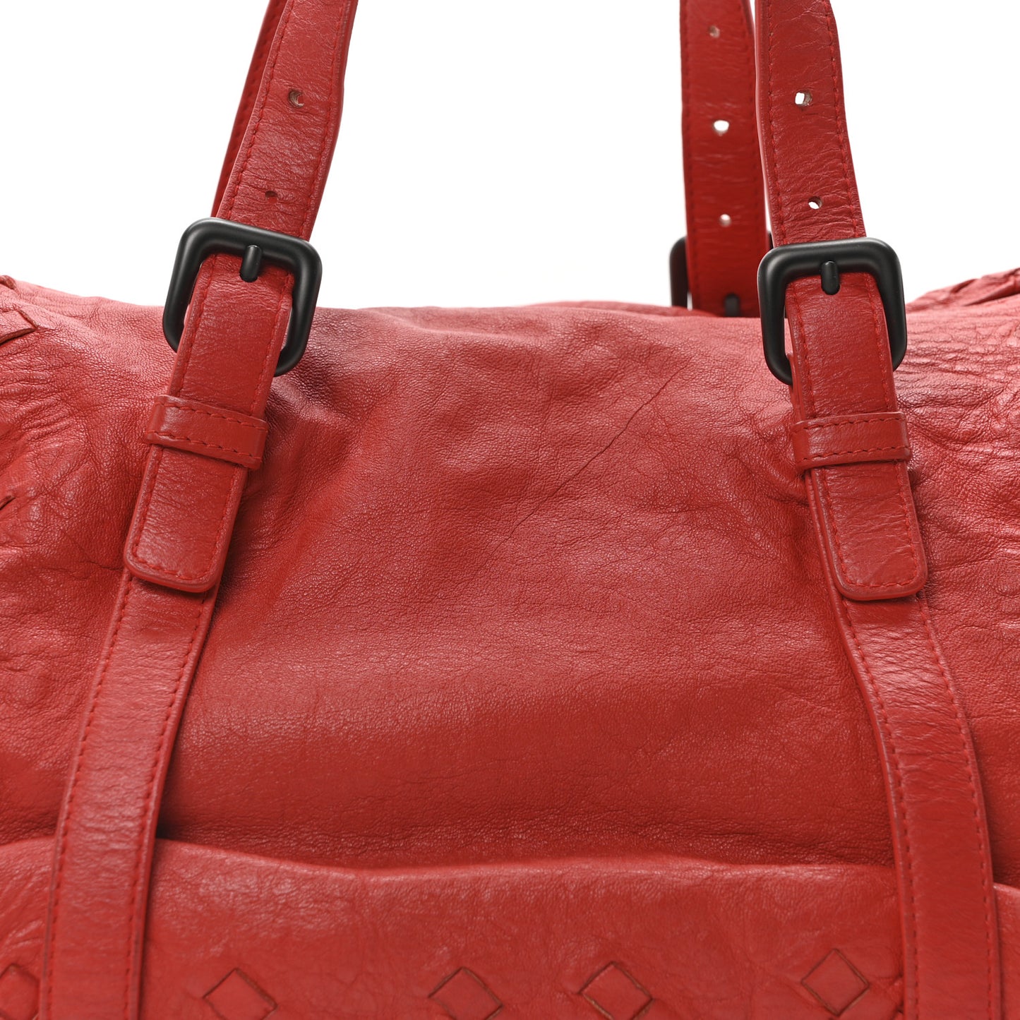 Nappa Intrecciato Buckle Tote Red