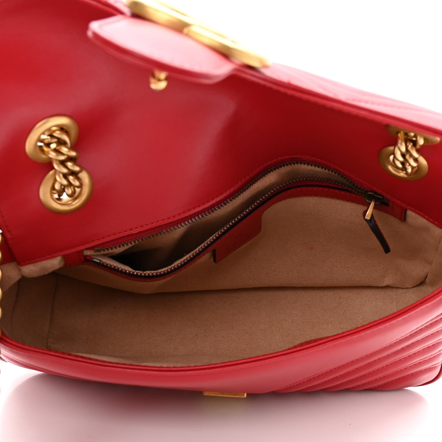 Gucci Calfskin Matelasse Small GG Marmont Shoulder Bag Hibiscus Red 5 of 10