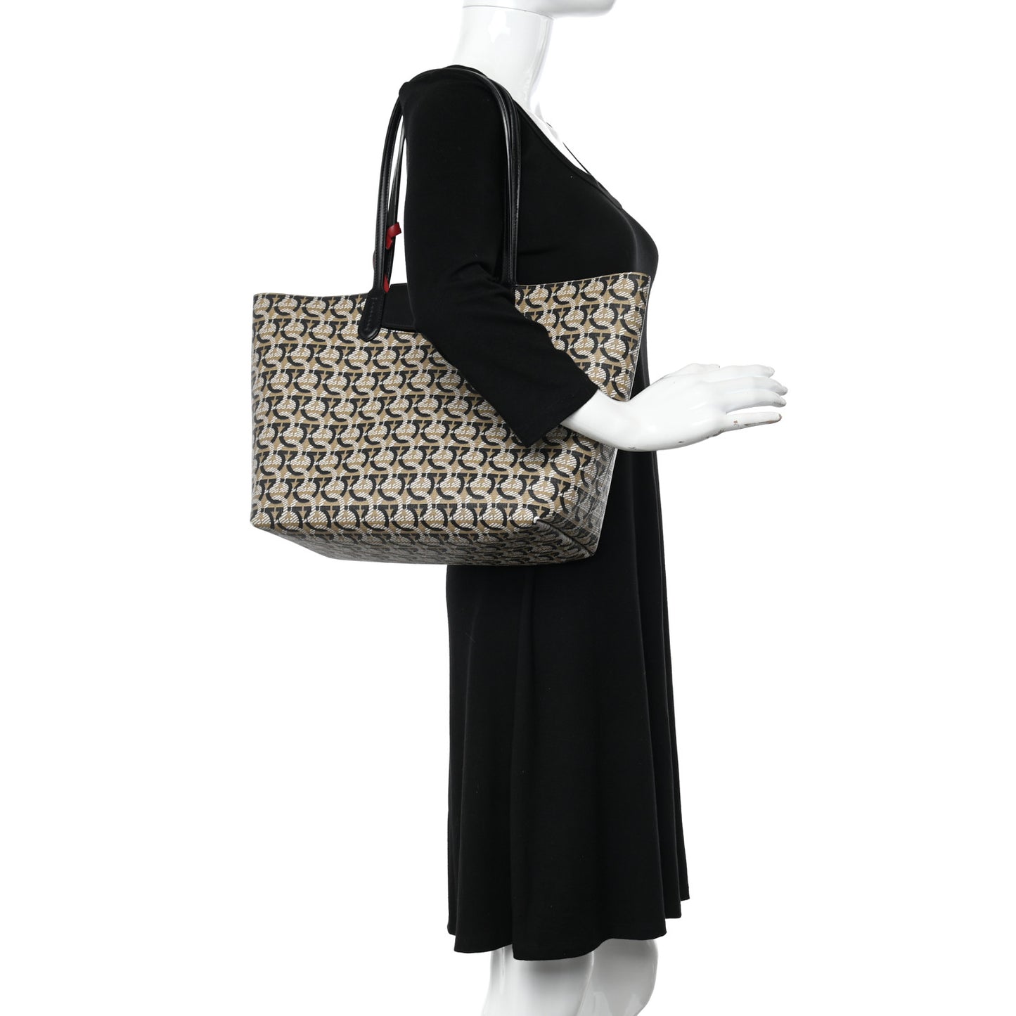 Canvas Calfskin Gancini Bag Black