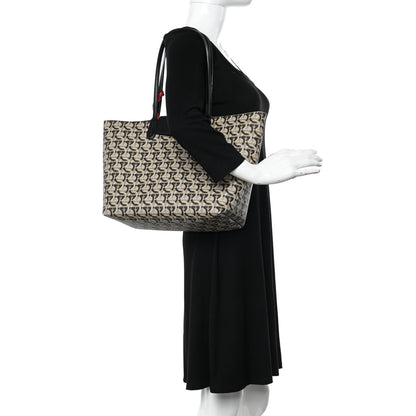 Salvatore Ferragamo Canvas Calfskin Gancini Bag Black 2 of 12