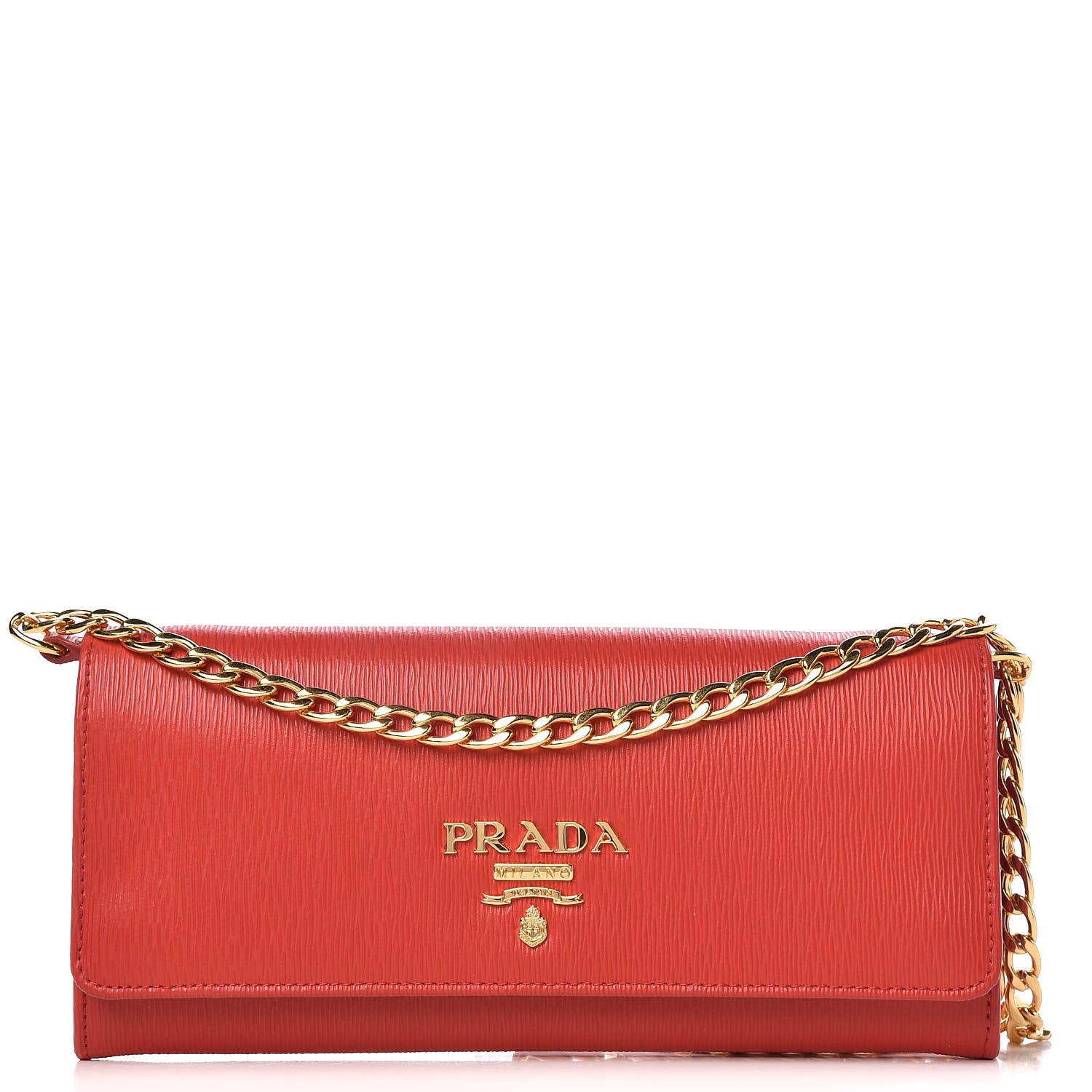 Prada Vitello Move Metal Oro Chain Wallet Lacca 1 of 9