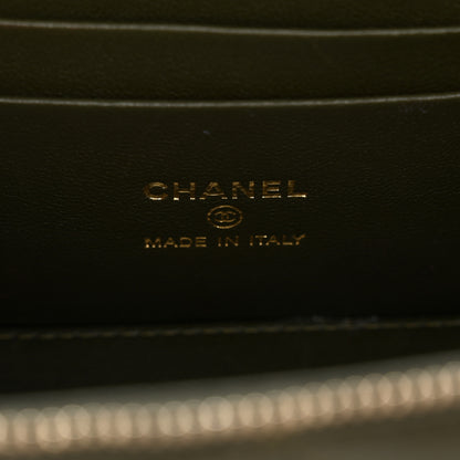 Chanel Lambskin Quilted Metal Small Top Handle Vanity Case With Chain Dark Khaki 6 of 11