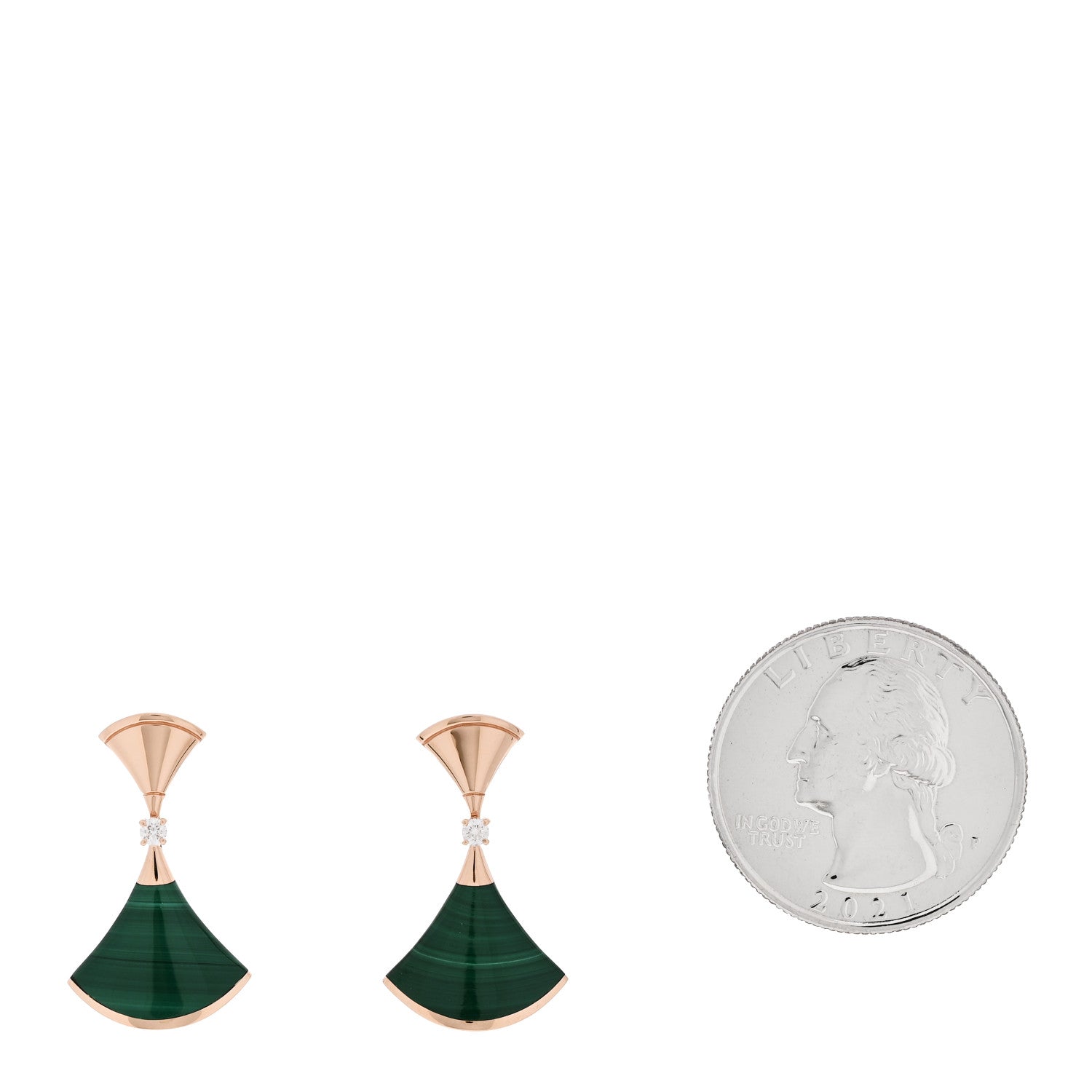 Bulgari 18K Rose Gold Diamond Malachite Divas' Dream Earrings 2 of 5