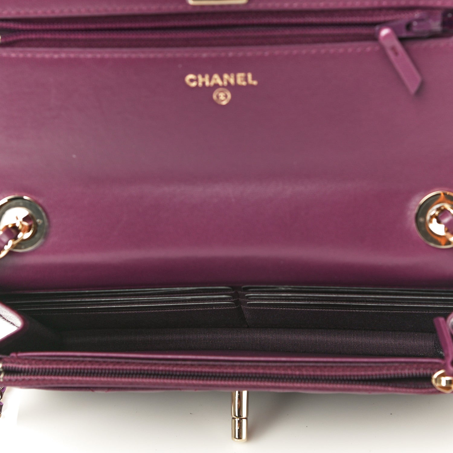 Chanel Lambskin Quilted Trendy CC Wallet On Chain WOC Purple 5 of 18