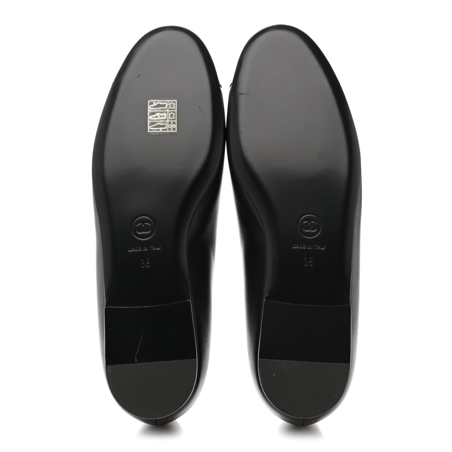 Lambskin Patent Cap Toe Camellia Ballerina Flats 38 Black
