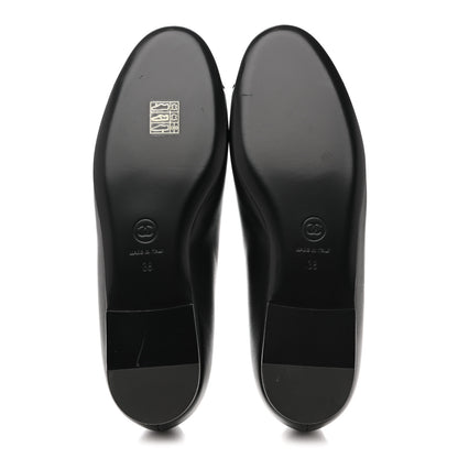 Chanel Lambskin Patent Cap Toe Camellia Ballerina Flats 38 Black 6 of 10