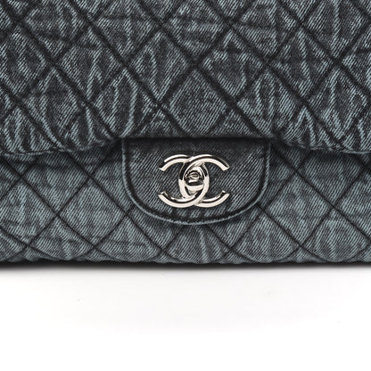 Chanel Denim Quilted Denimpression XXL Flap Blue Black 10 of 10
