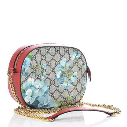 Gucci GG Supreme Monogram Blooms Mini Chain Shoulder Bag Beige Blue Navy Hibiscus Red 3 of 9