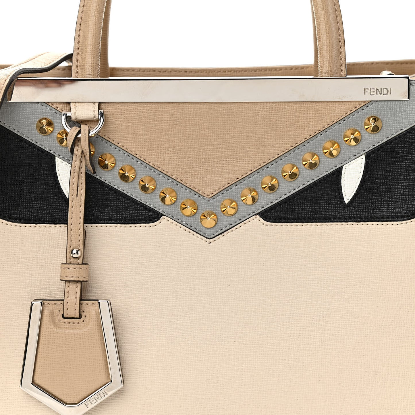Vitello Elite Monster Eyes Inlay Studded Petite 2Jours Tote Camelia Black Multicolor
