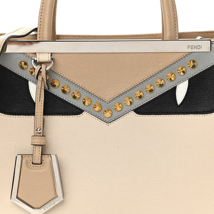 Fendi Vitello Elite Monster Eyes Inlay Studded Petite 2Jours Tote Camelia Black Multicolor 7 of 11
