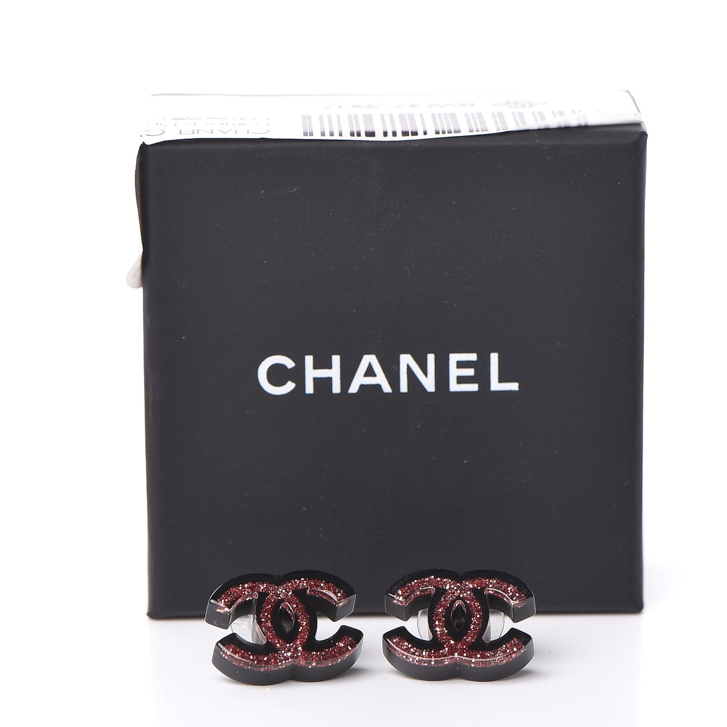 Glitter Resin CC Earrings Pink Black